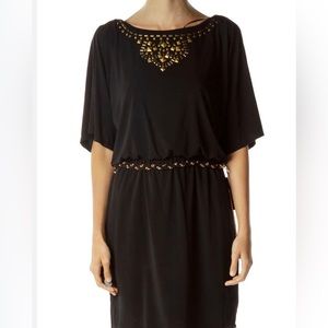 NEW Thalia Black Dress Gold Embellished Neckline Party Cocktail Evening‎